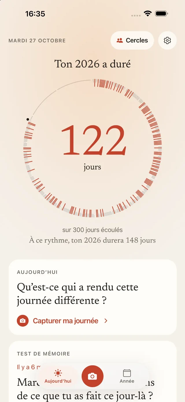 Accueil de Vécu : Ton 2026 a duré 122 jours, sur 300 jours écoulés